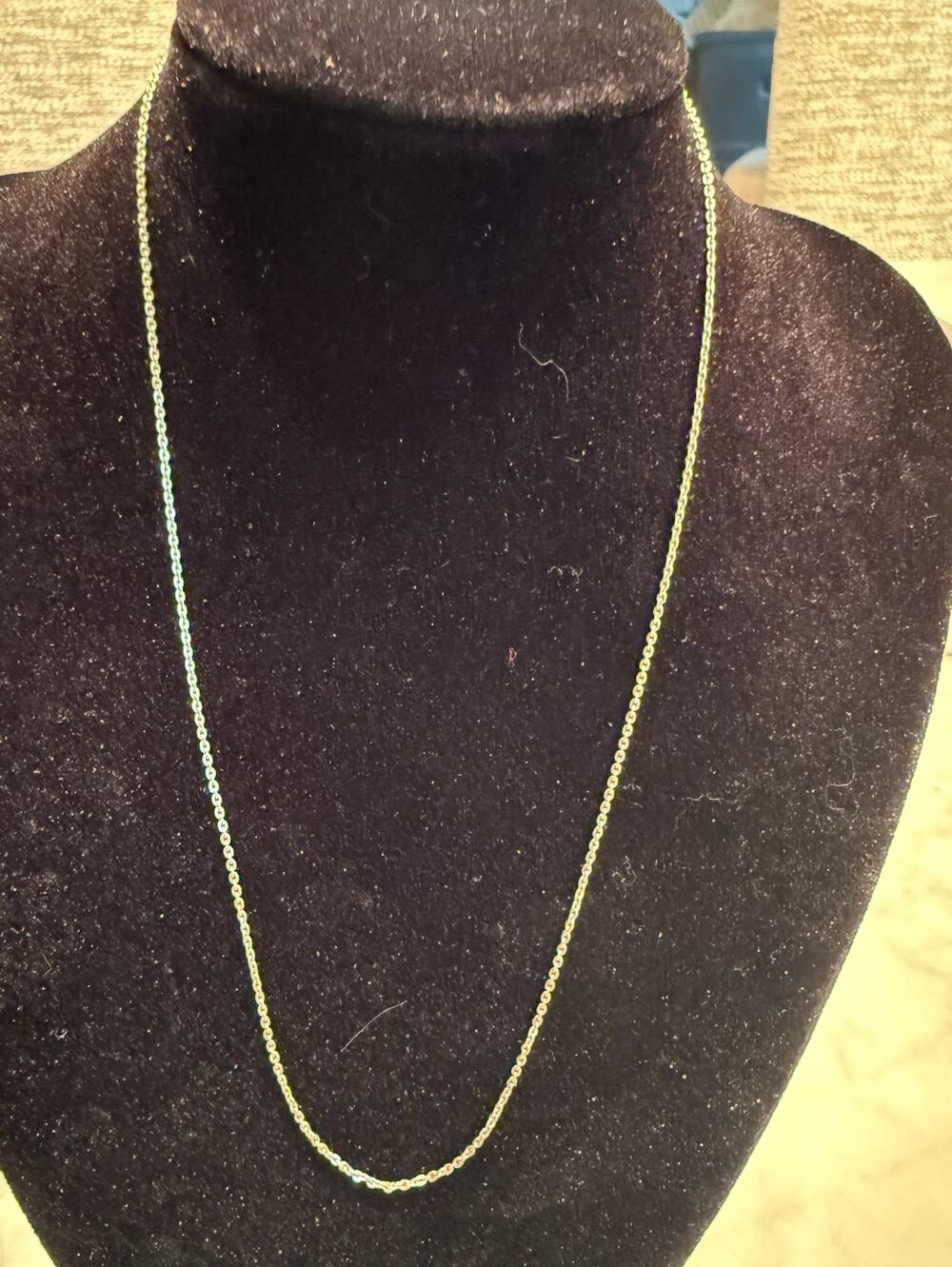 Authentic 14K White Gold Link Chain Necklace 15" Italy 1.40g Solid Fine Jewelry